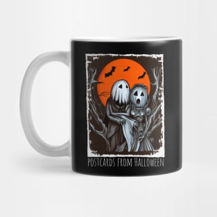 Monster Pumpkin face scary ghosts and orange full moon Mug